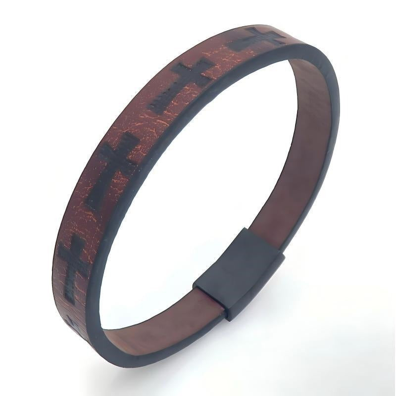 Kemstone Anchor Embossed Bracelet for Men Stainless Steel Clasp Vintage Nautical KB214759-SJ