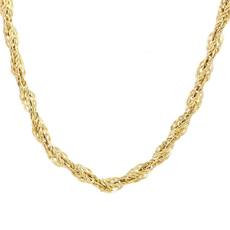Kemston Twisted Rope Chain Necklace for Men Titanium Steel Braided Steel Gold Rose Gold KN304215-KFC