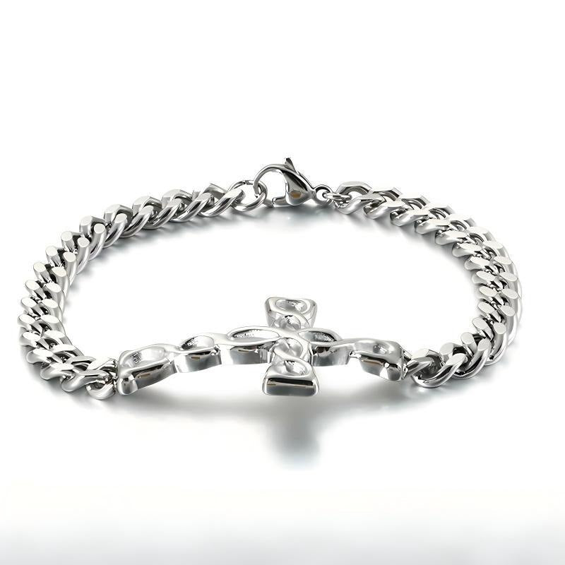 Kemstone Cross Cuban Link Bracelet for Men Titanium Steel Twisted Link KB124332-KFC