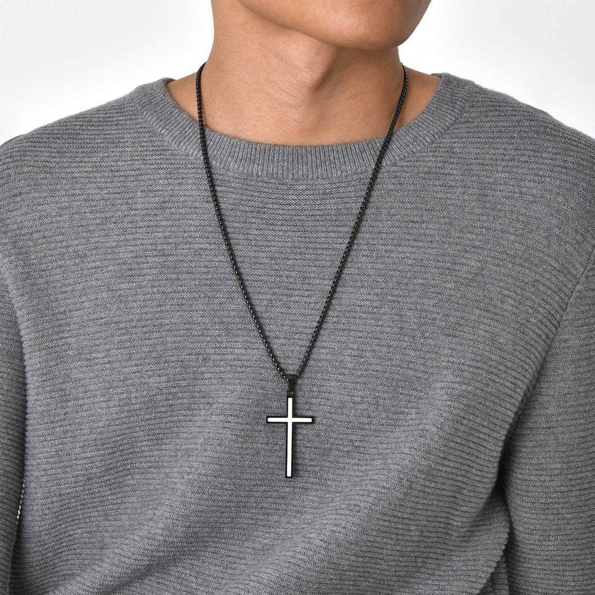Kemstone Brushed Cross Necklace for Men Stainless Steel PN-1929
