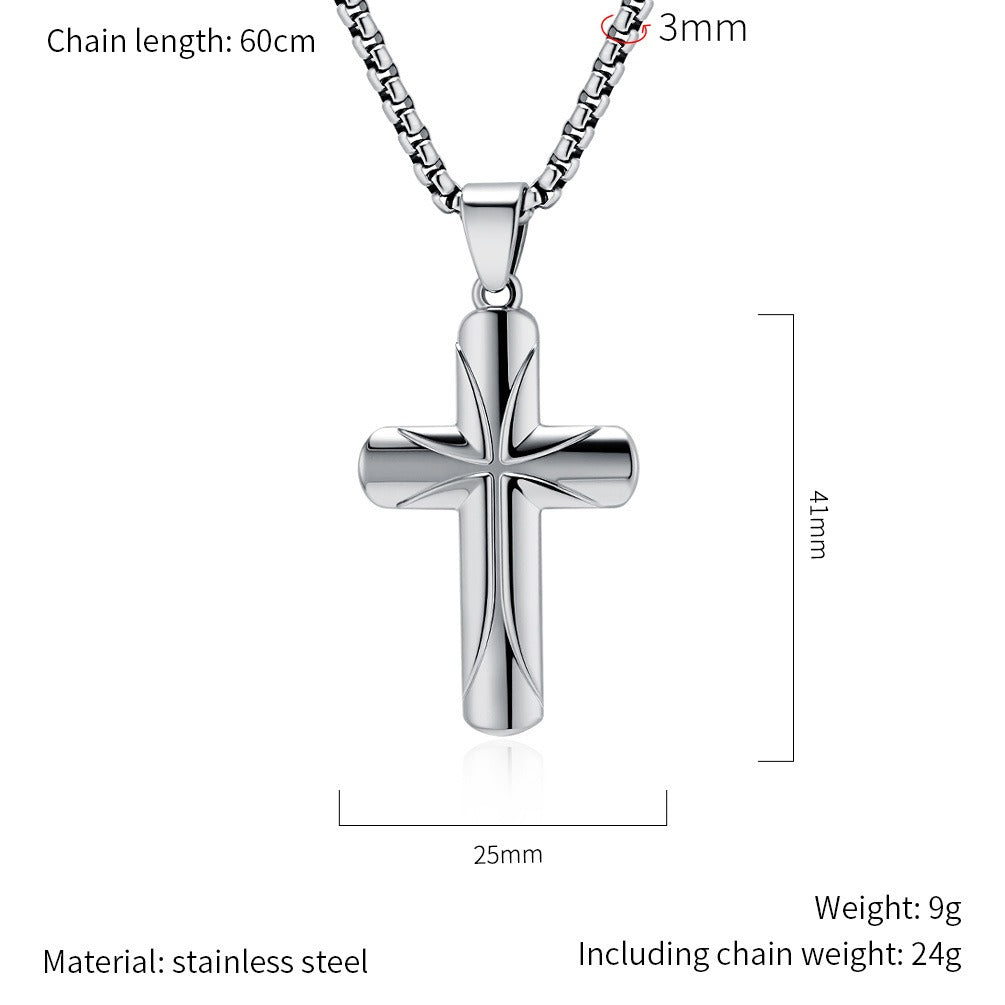 Kemstone Stainless Steel Minimal Cross Pendant Necklace for Men K-PT622