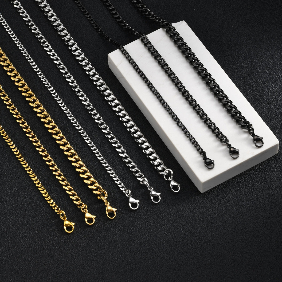 Kemstone Stainless Steel Faceted Curb Chain Necklace for Men NC-2607