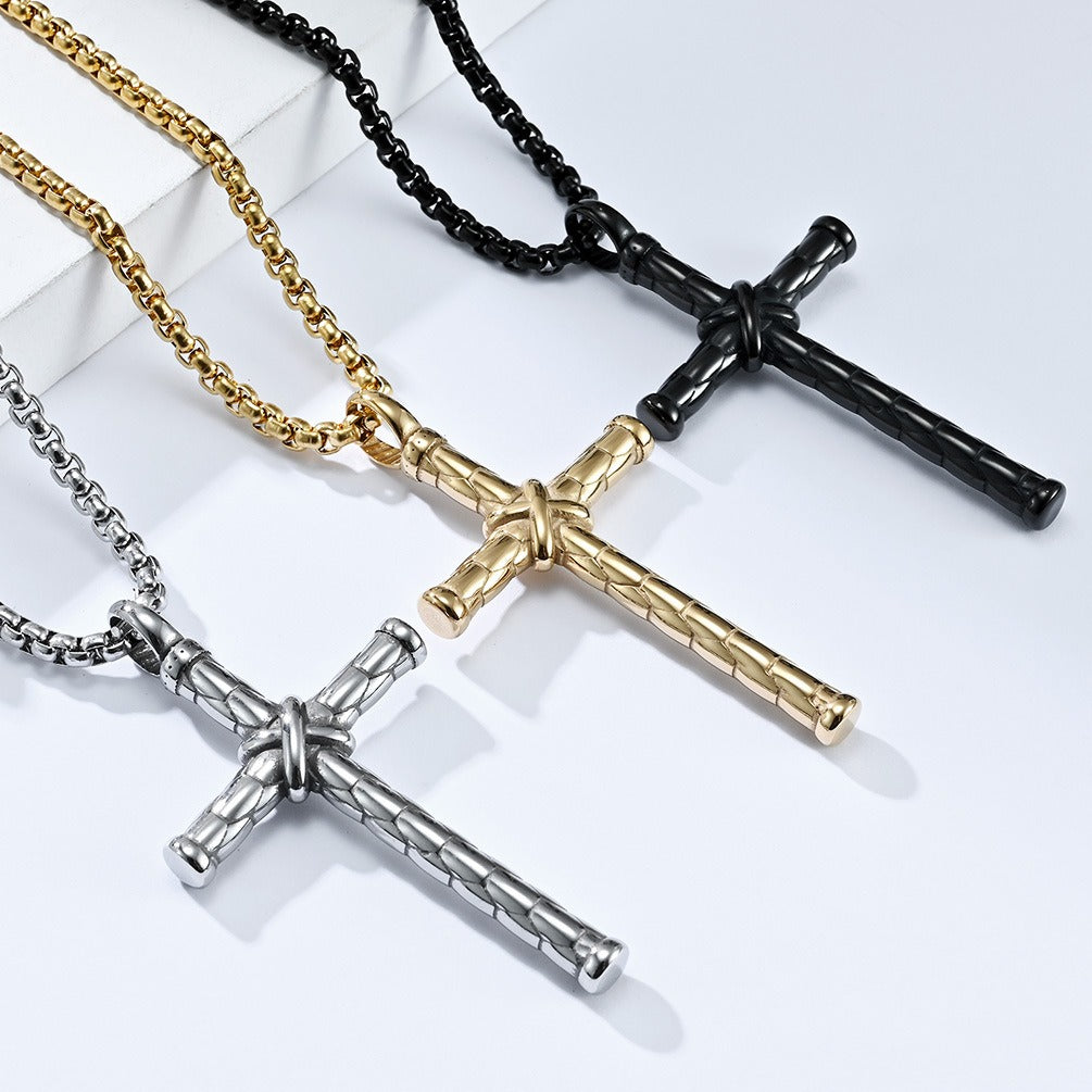 Kemstone Stainless Steel Knotted Cross Pendant Necklace for Men K-PT439
