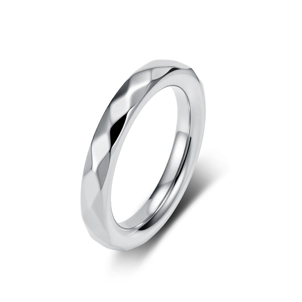 Kemstone Faceted Ring for Men Stainless Steel Rounded Edge K-R1232