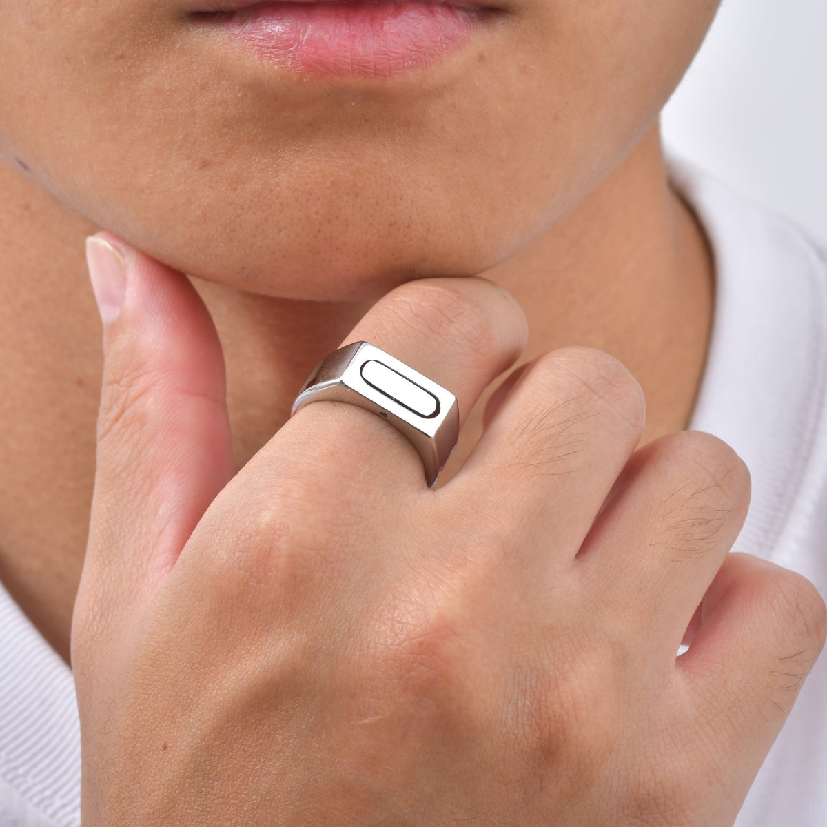Kemstone Spinner Ring for Men Stainless Steel Rotating Center RC-1109
