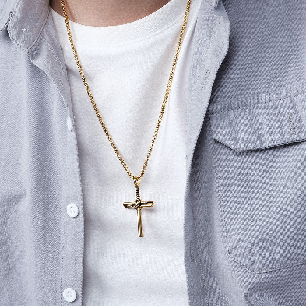 Kemstone Stainless Steel Baseball Bat Cross Necklace for Men K-PT404