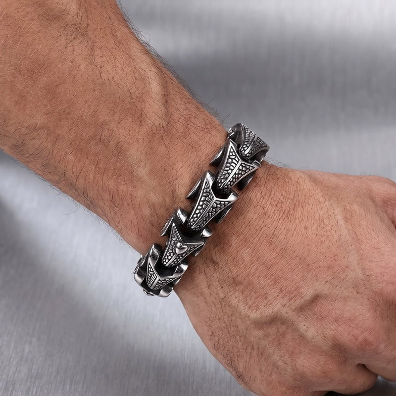 Kemstone Dragon Bone Link Bracelet for Men Titanium Steel Cubic Zirconia Accent KB105168-BD