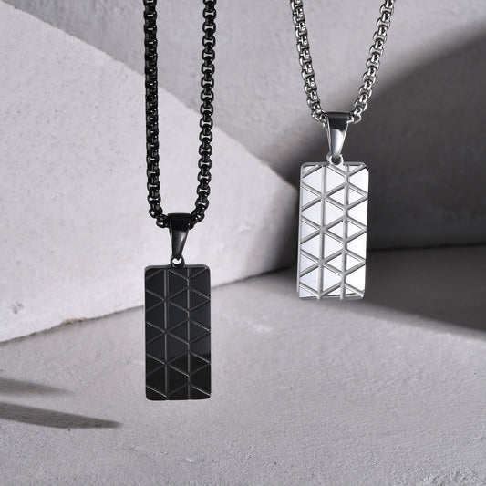 Kemstone Stainless Steel Rectangular Pendant Necklace for Men PN-2077