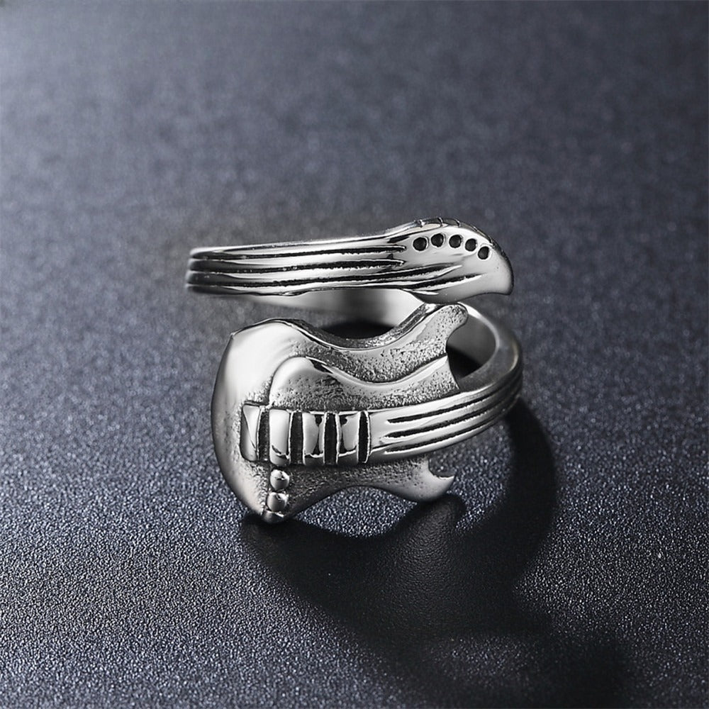 Kemstone Electric Guitar Ring for Men Titanium Steel Wrap R0113