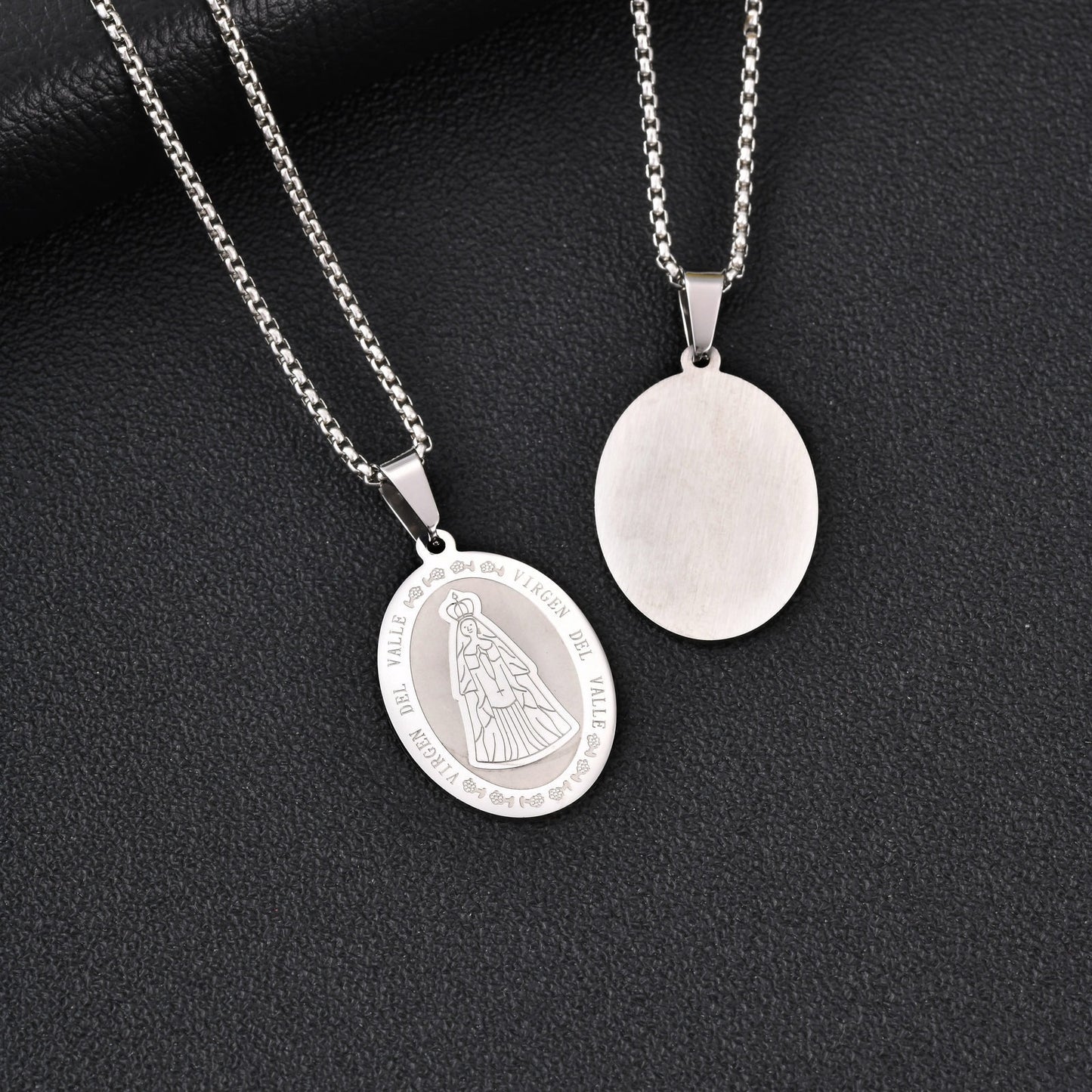 Kemstone Oval Medallion Pendant Necklace for Men Stainless Steel Vintage Relief PN-2399