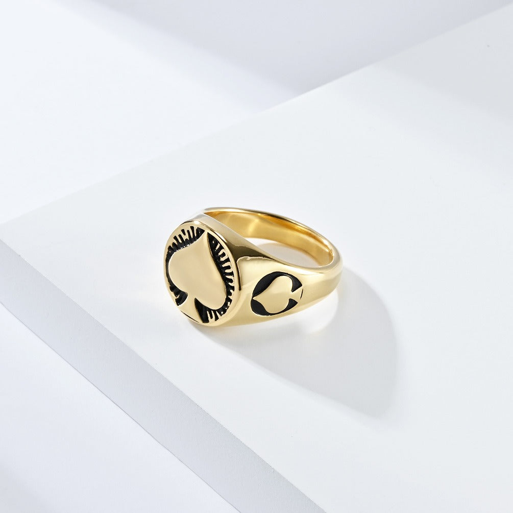 Kemstone Stainless Steel Spade Signet Ring for Men K-R789