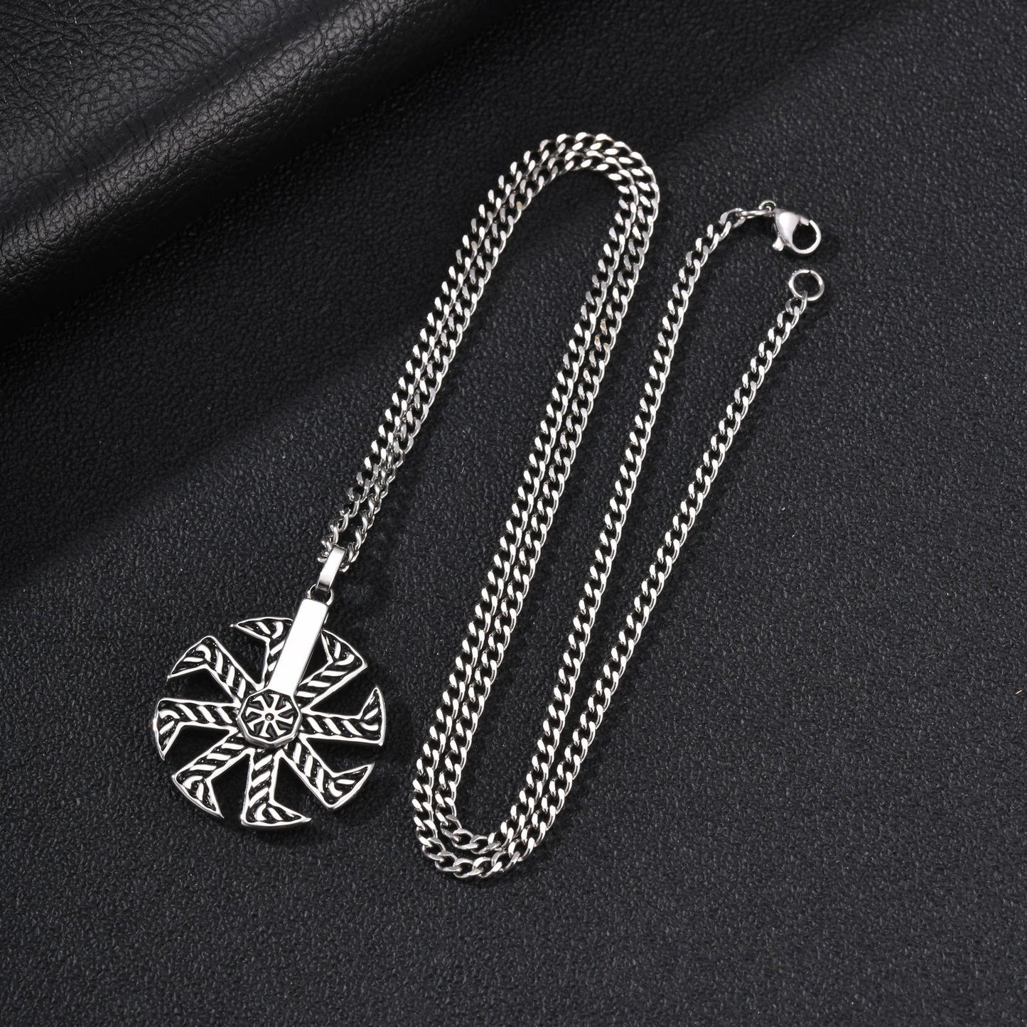 Kemstone Geometric Spinner Pendant Necklace for Men Stainless Steel Eight Arm PN-2365