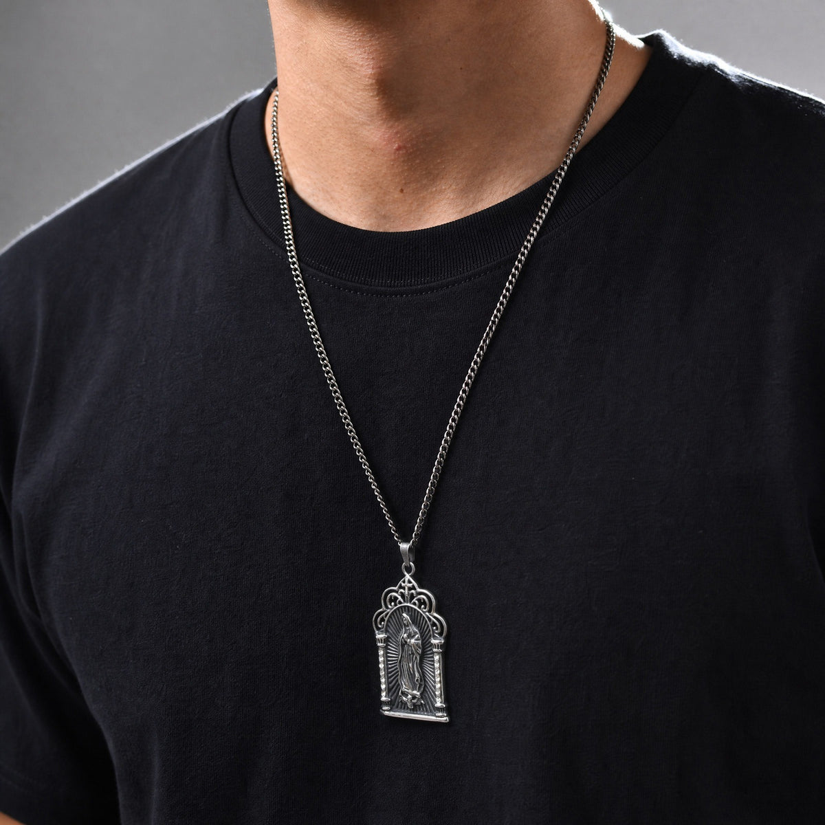 Kemstone Vintage Figure Relief Pendant Necklace for Men Stainless Steel PN-2431