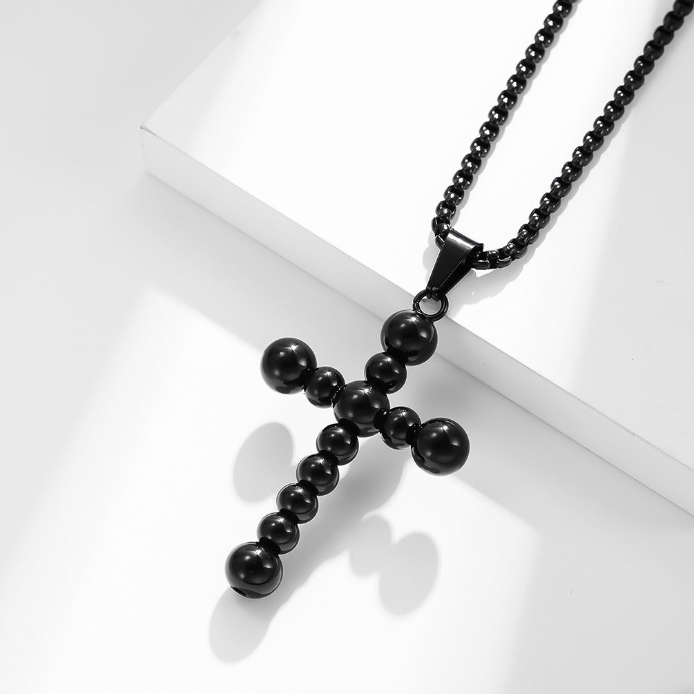 Kemstone Stainless Steel Beaded Cross Necklace for Men K-PT387