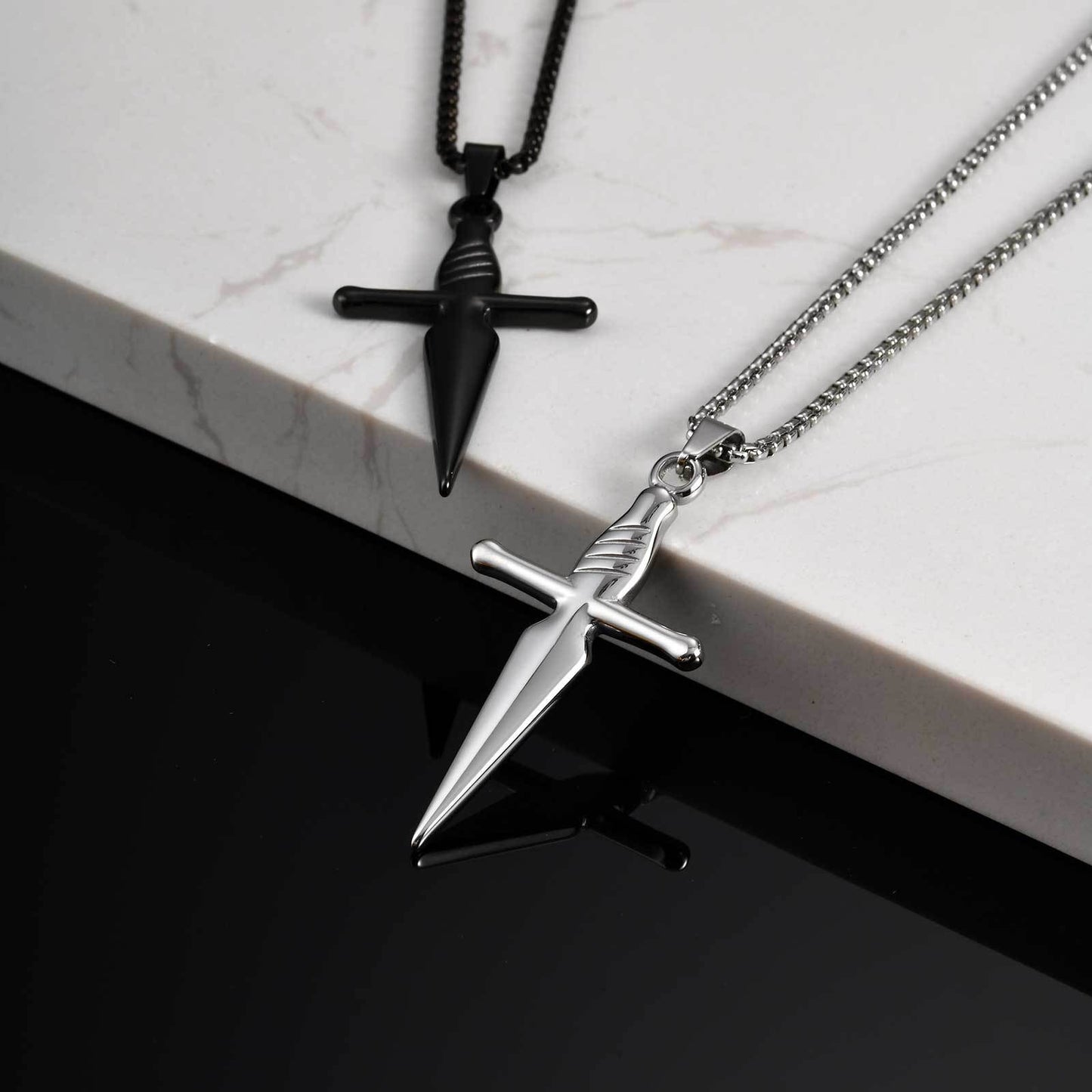 Kemstone Stainless Steel Cross Pendant Necklace for Men,SilverPN-2184