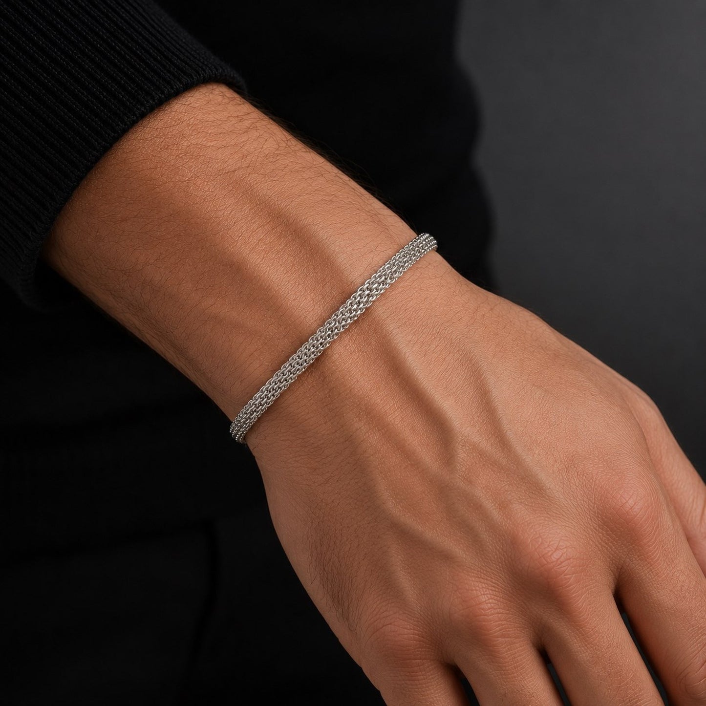 Kemstone Flat Woven Mesh Bracelet for Men Copper Chain BR-3043