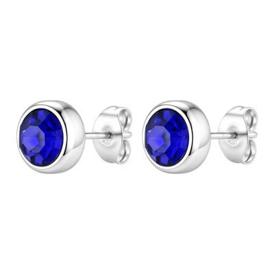 Kemstone Blue Cubic Zirconia Stud Earring for Men Stainless Steel ES-171