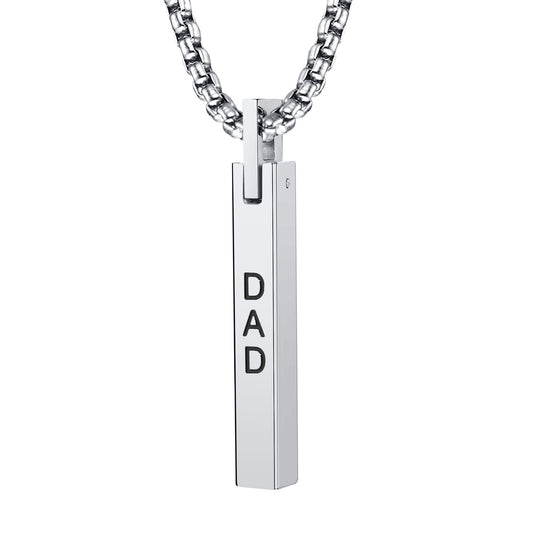 Kemstone DAD Bar Pendant Necklace for Men Stainless Steel PN-7030