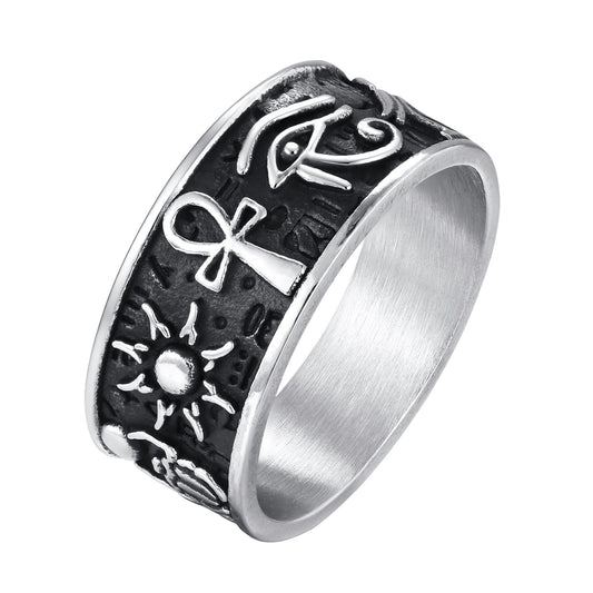 Kemstone Egyptian Ankh Ring for Men Stainless Steel RC-1211