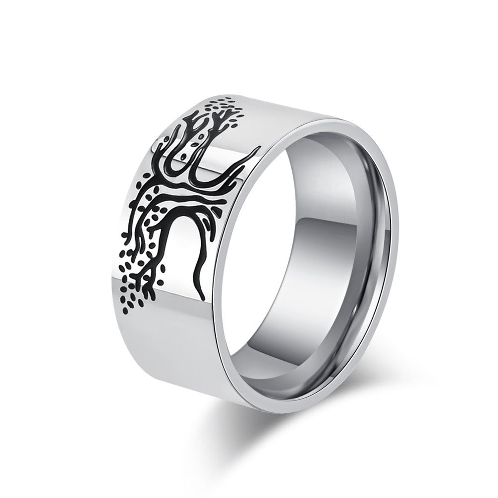Kemstone Stainless Steel Tree of Life Ring for Men Minimalist K-R772