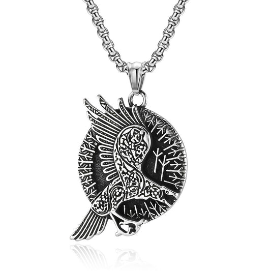 Kemstone Viking Raven Pendant Necklace for Men Stainless Steel K-PT528