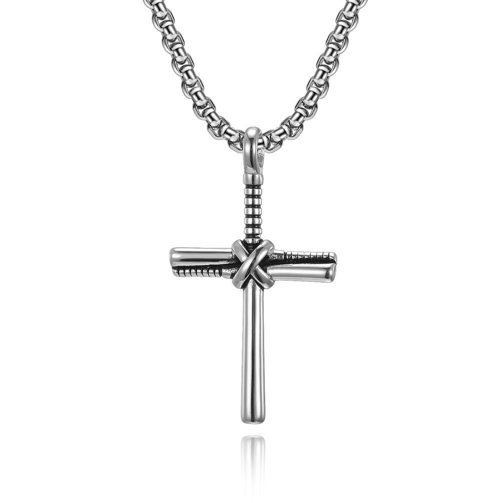 Kemstone Stainless Steel Baseball Bat Cross Necklace for Men K-PT404