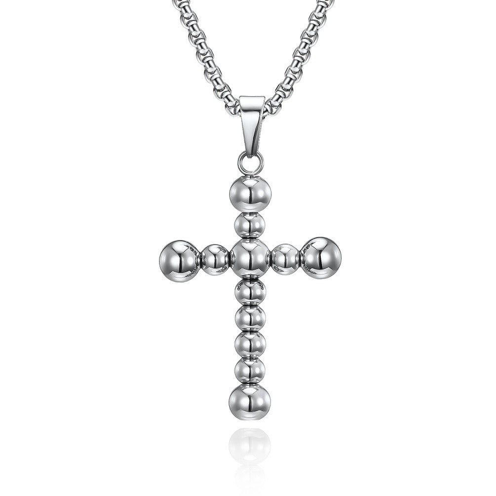 Kemstone Stainless Steel Beaded Cross Necklace for Men K-PT387