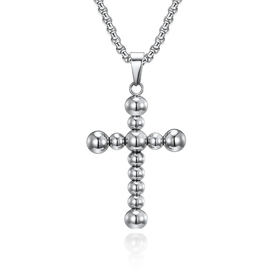 Kemstone Stainless Steel Beaded Cross Necklace for Men K-PT387