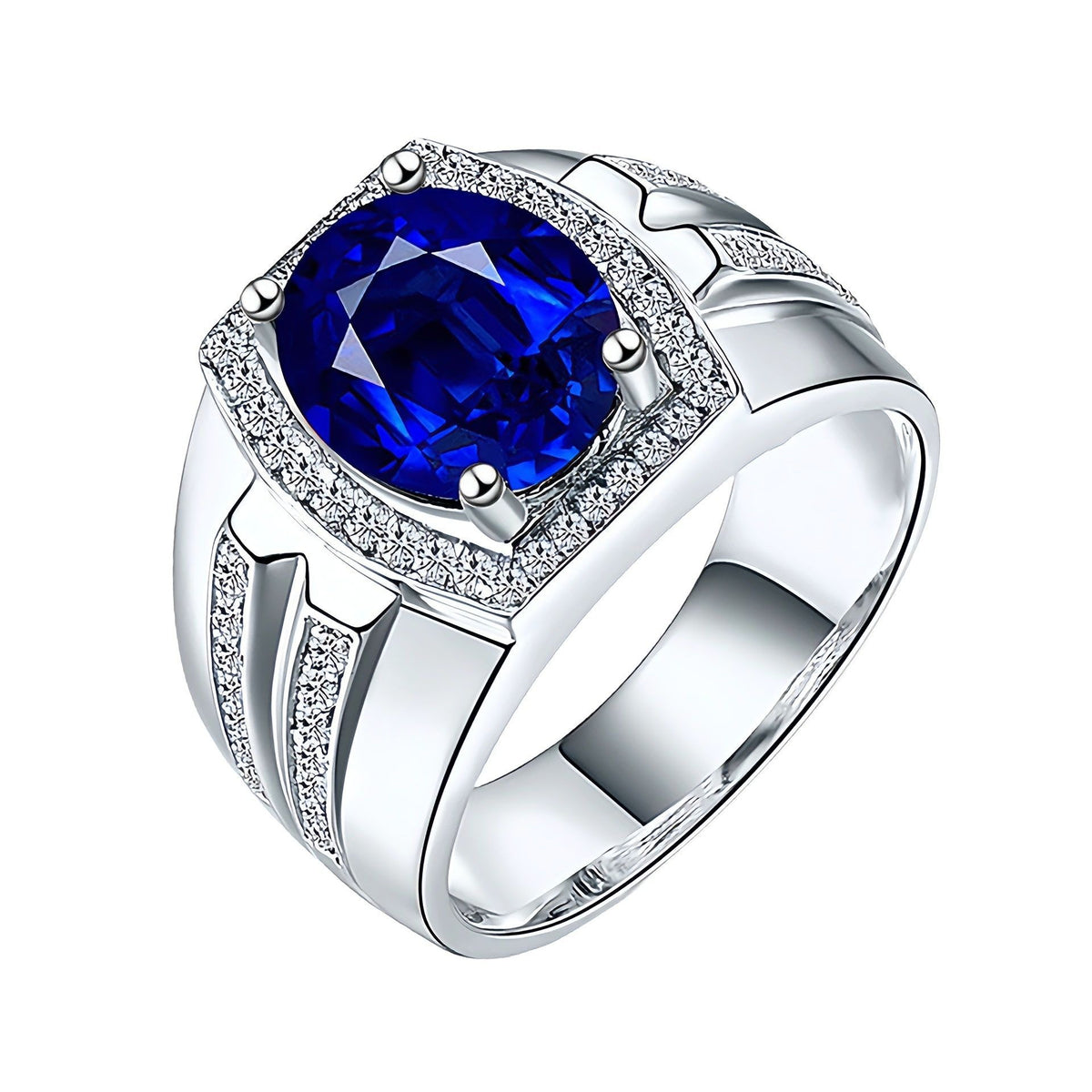 Kemstone Blue Cubic Zirconia Ring for Men Stainless Steel MJ0468