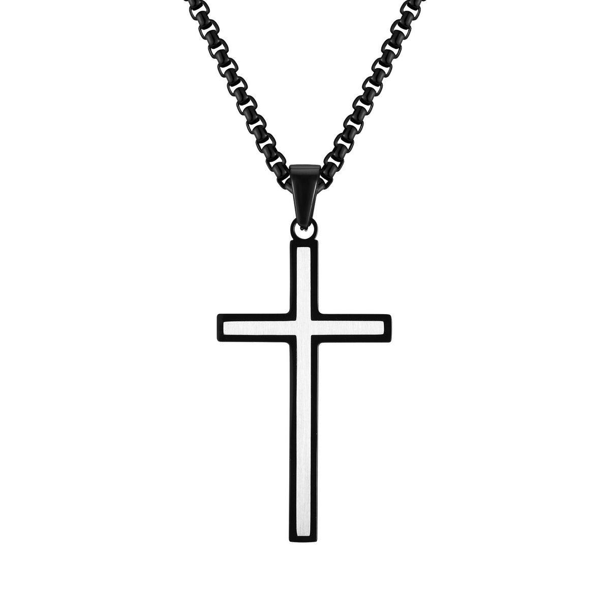 Kemstone Brushed Cross Necklace for Men Stainless Steel PN-1929