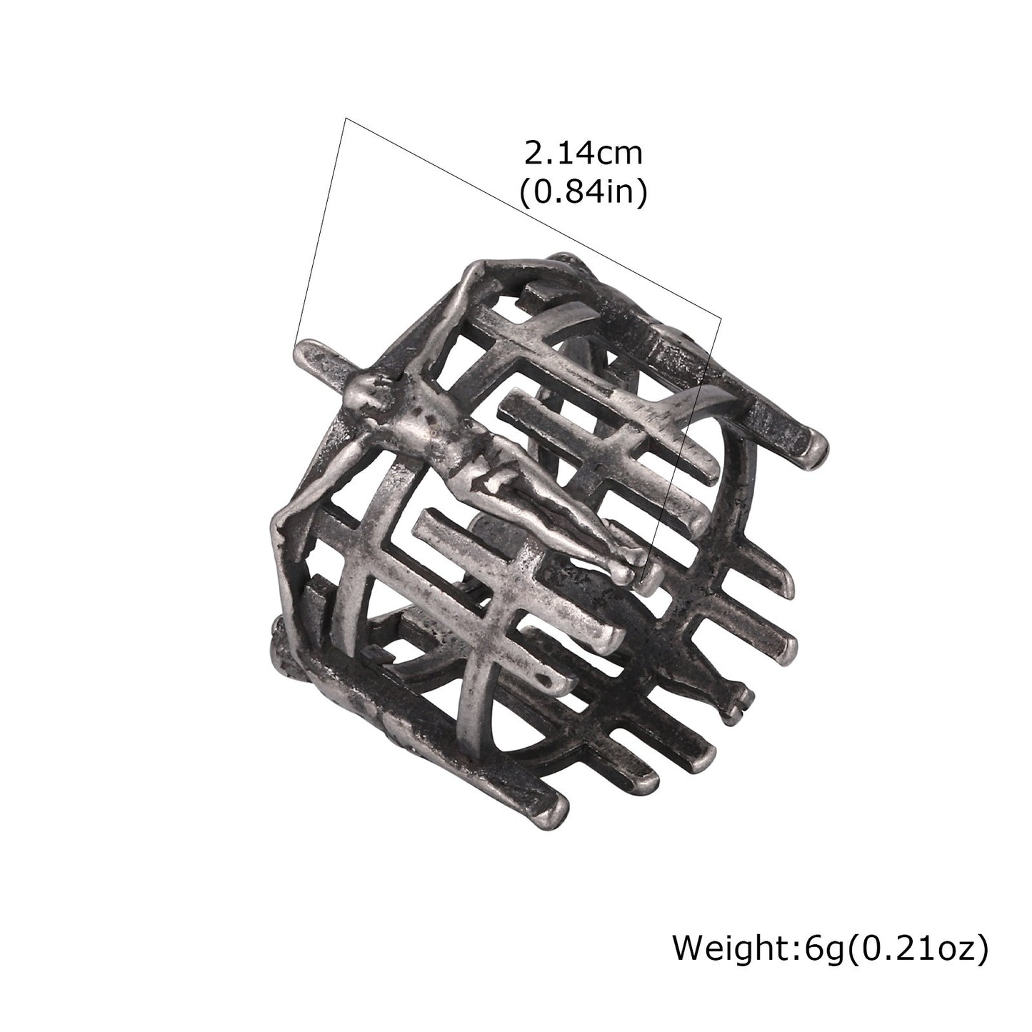 Kemstone Openwork Cross Ring for Men Stainless Steel Layered Metal RC-1116