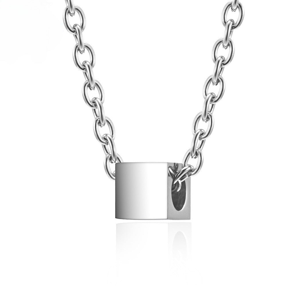 Kemstone Cube Pendant Necklace for Men Stainless Steel K-PT312