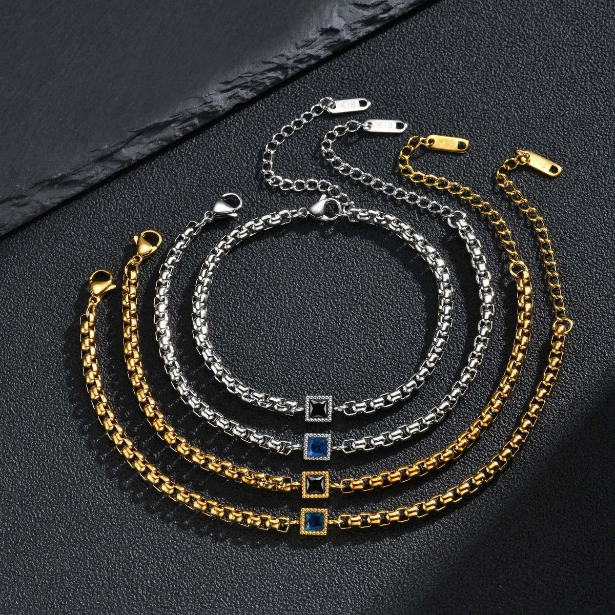 Kemstone Stainless Steel Square Cubic Zirconia Bracelet for Men BR-3204
