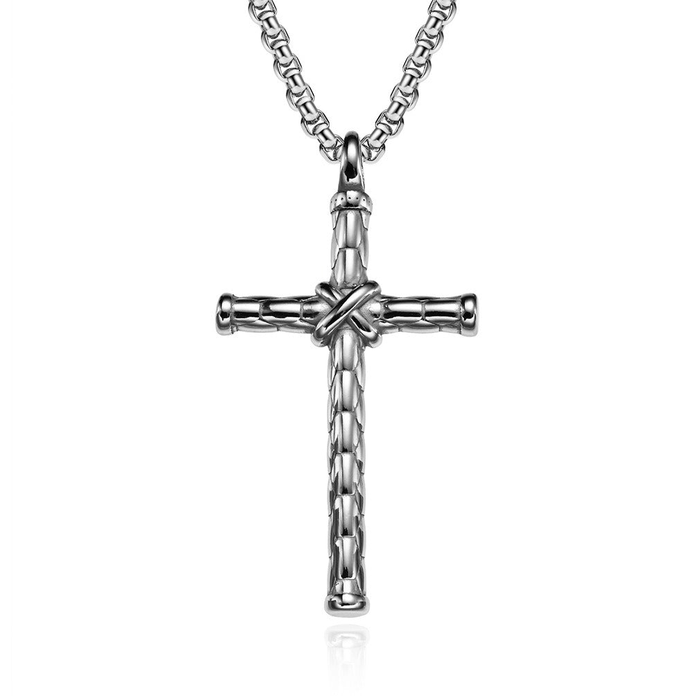 Kemstone Stainless Steel Knotted Cross Pendant Necklace for Men K-PT439