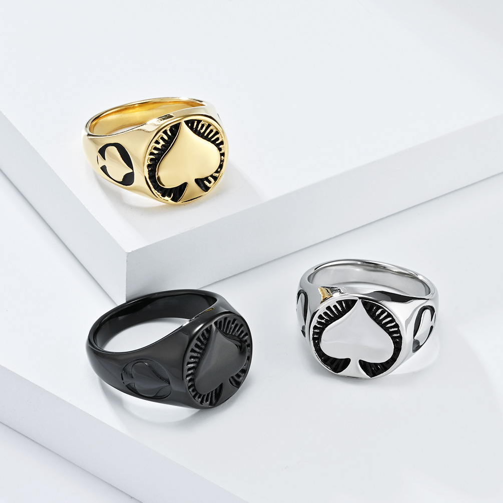 Kemstone Stainless Steel Spade Signet Ring for Men K-R789