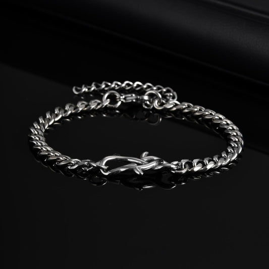Kemstone Stainless Steel Thorn Link Chain Bracelet for Men – Silver BR-2570