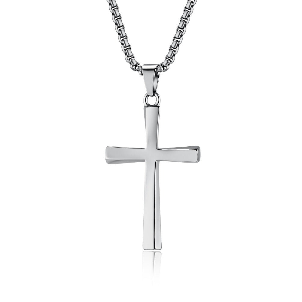 Kemstone Stainless Steel Twisted Cross Necklace for Men Minimalist K-PT516