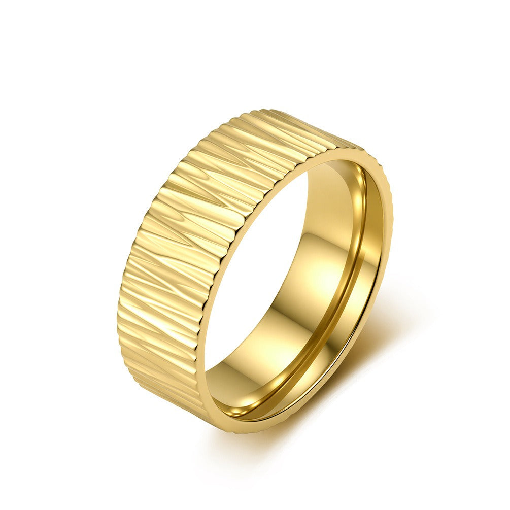 Kemston Grooved Ring for Men Stainless Steel Bark Texture K-R1233