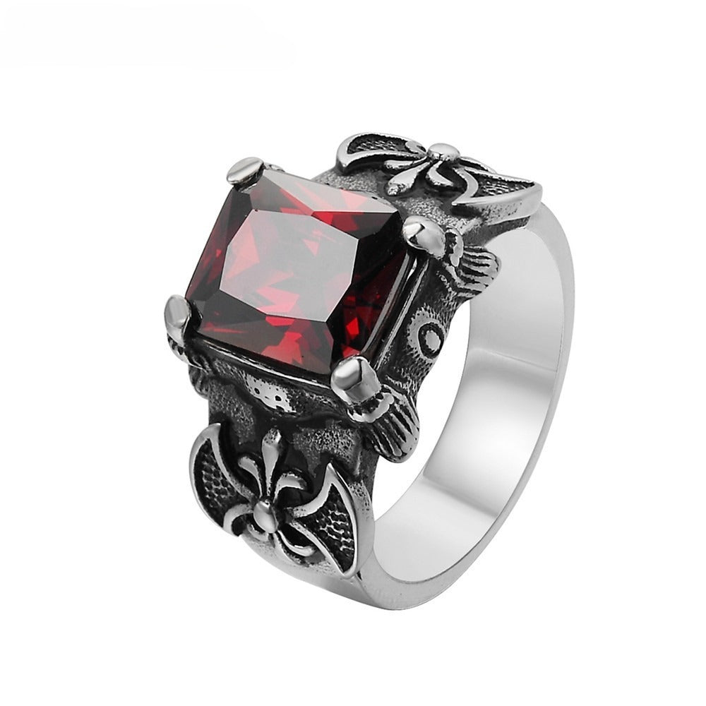 Kemstone Viking Axe Stone Ring for Men Titanium Steel R0542