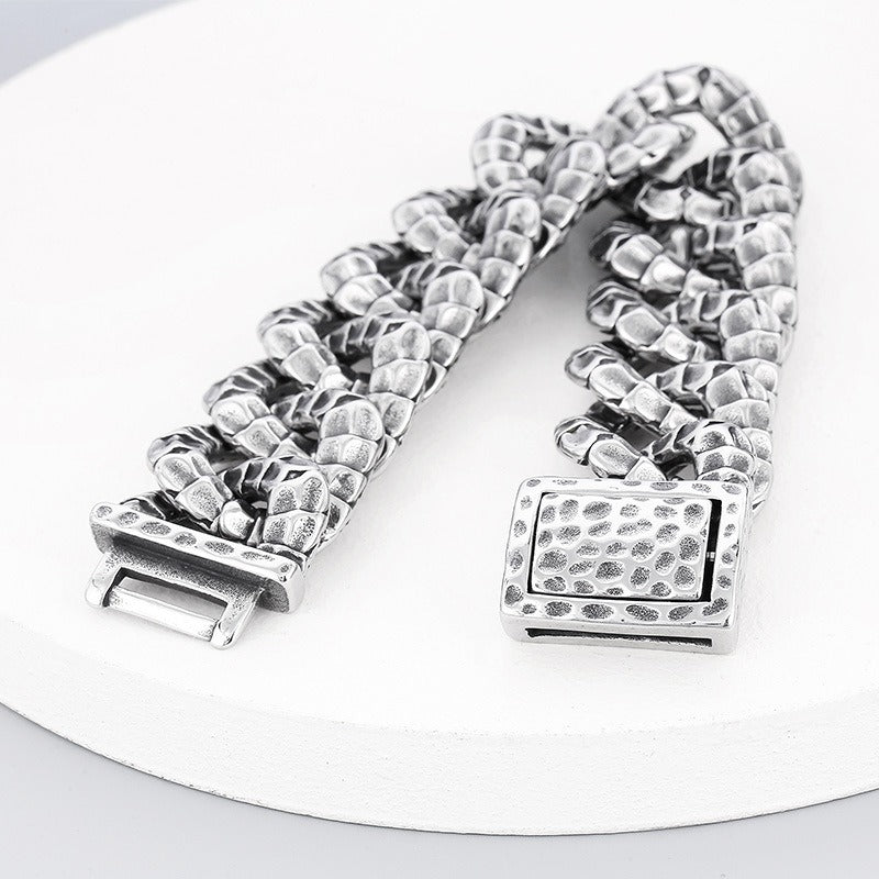Kemstone Snake Chain Bracelet for Men Titanium Steel Snake Scale Link Design KB165138-KJX