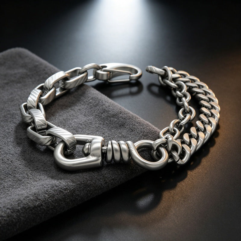 Kemstone Mixed Cuban Link Bracelet for Men Titanium Steel KB146302-KLHQ