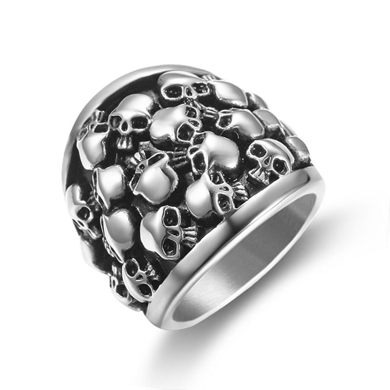 Kemstone Multi Skull Ring for Men Titanium Steel Punk TR0177