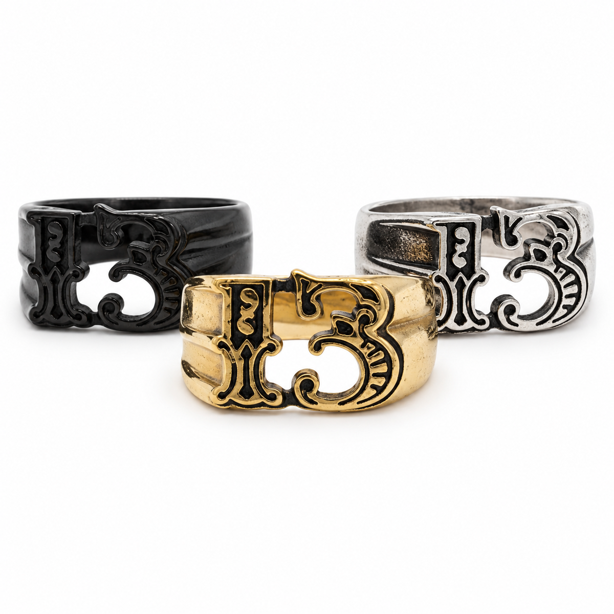 Kemstone Number 13 Ring for Men Titanium Steel Gothic R1803