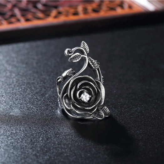 Kemstone Gothic Rose Ring for Men Titanium Steel Vine Design R0730