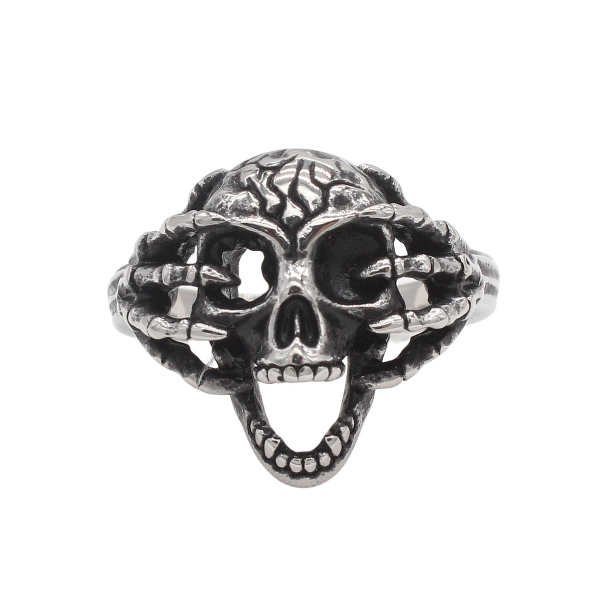 Kemstone Skull Face Ring for Men Titanium Steel Gothic Vintage R1934