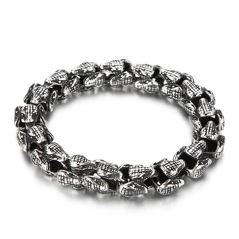Kemstone Snake Head Bracelet for Men Titanium Steel Vintage Animal Jewelry KB155325-KJX