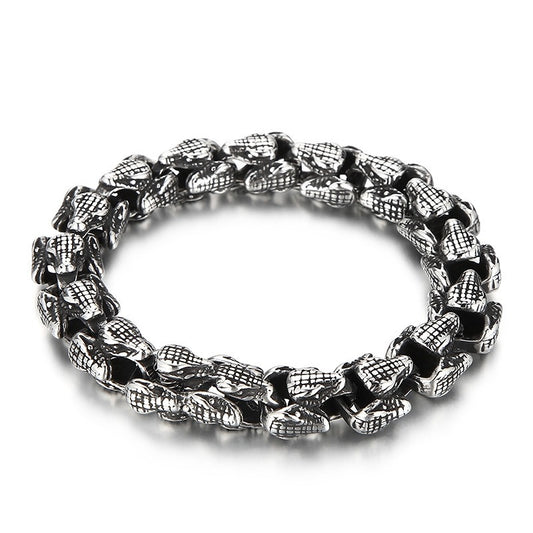 Kemstone Snake Head Bracelet for Men Titanium Steel Vintage Animal Jewelry KB155325-KJX