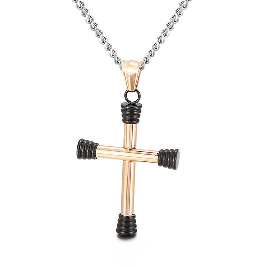Kemstone Titanium Steel Tubular Cross Necklace for Men KP96970-KHY
