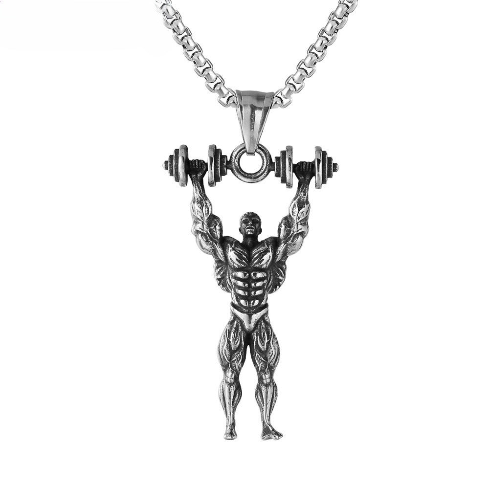 Kemstone Titanium Steel Weightlifter Necklace for Men P0348