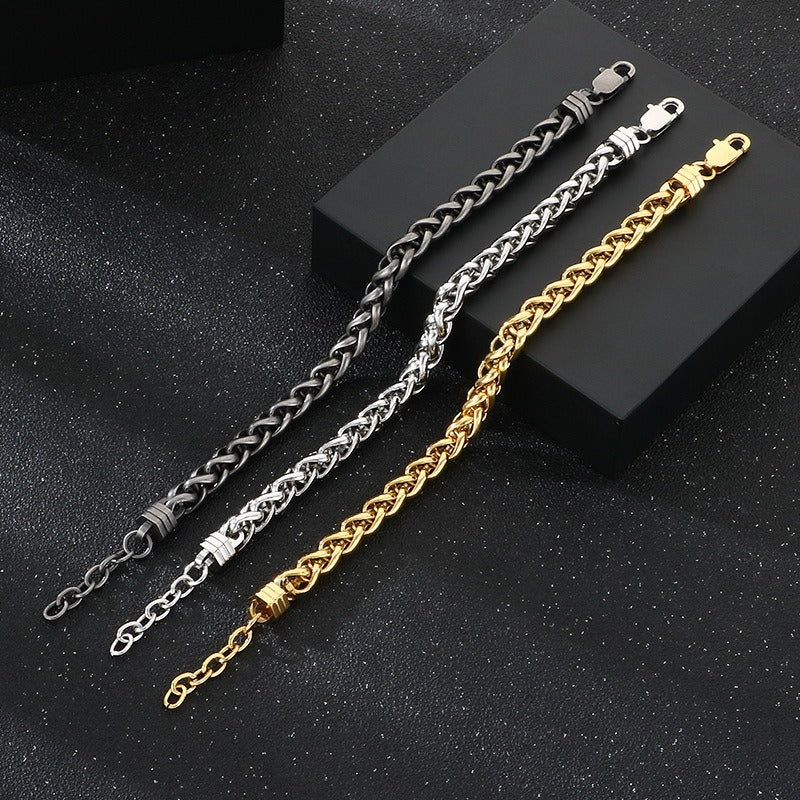 Kemstone Woven Chain Bracelet for Men Titanium Steel Adjustable 8MM KB214671-KFC